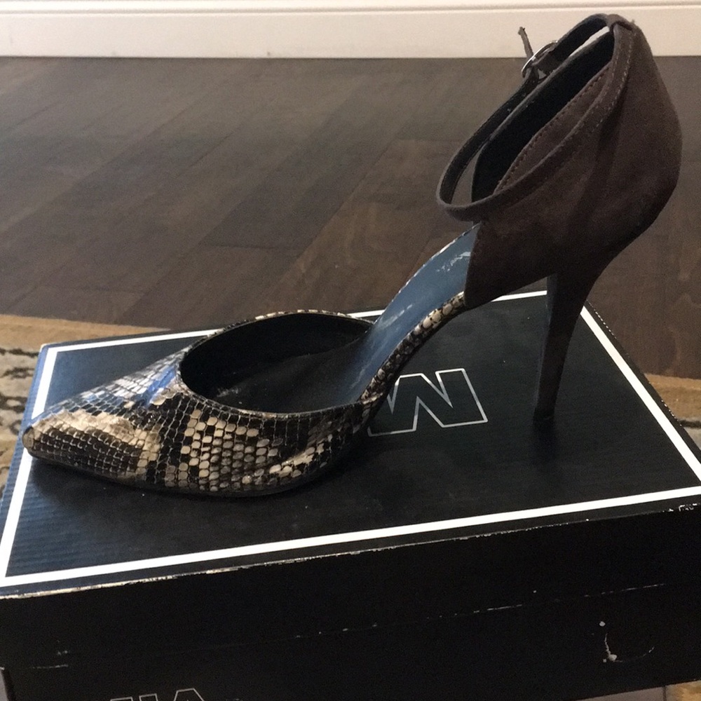 Strappy pointy toe heels